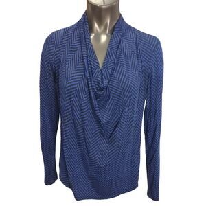 Michael Kor's Women's M Navy Blue Zig-Zag Loose Neck Blouse